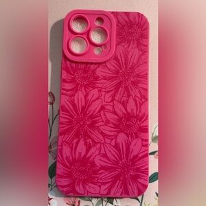 Hand & Craft Vibrant Pink Floral Phone Case-I Phone 16 Pro Max (NWT)